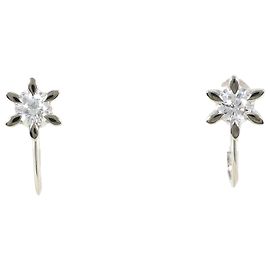 Autre Marque Pendientes de botón de platino con diamantes