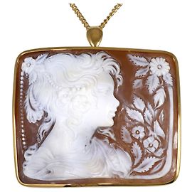 Autre Marque Collana in oro giallo 18K con cammeo in conchiglia