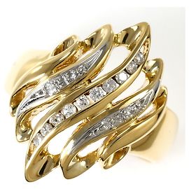 Autre Marque Ehering aus Platin und 18K Gelbgold mit Diamant