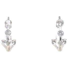 Autre Marque Pendientes de botón en platino y oro blanco con diamantes