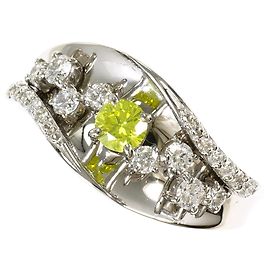Autre Marque PT950 Platinbandring mit gelbem Diamanten