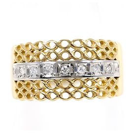 Autre Marque Ehering aus 18K Gelbgold und Platin mit Diamanten