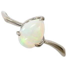 Autre Marque Ringband aus 18K Weißgold mit Opal