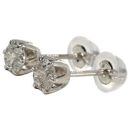 Autre Marque Pendientes de botón de platino y diamantes