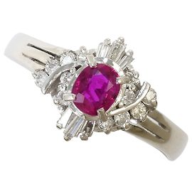 Autre Marque Platinbandring mit Rubin und Diamant