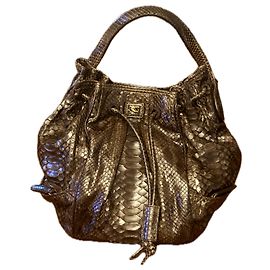 Borsa Hobo Zagliani in Pelle di Pitone Marrone