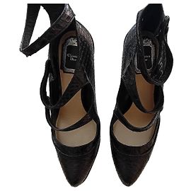 Décolleté Christian Dior in pelle di pitone nera