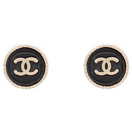 NUEVOS PENDIENTES CHANEL LOGO CC REDONDOS DE BOTÓN METAL DORADO