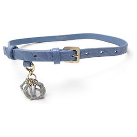 NUOVA CINTURA CHRISTIAN DIOR CHARMS STRASS T65 PELLE EFFETTO COCCO BLU BELT