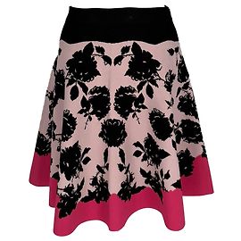 Gonna midi a svasazione in maglia jacquard floreale Alexander McQueen in viscosa multicolore