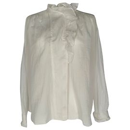  Isabel Marant Etoile Pamias Ruffled Blouse in White Cotton
