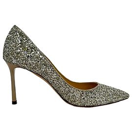 Décolleté Jimmy Choo Romy 85 Glitter in pelle argento