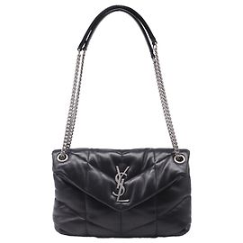 Borsa a tracolla Small Puffer Loulou Saint Laurent in pelle nera