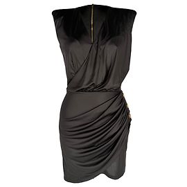 Mini abito drappeggiato in jersey Balmain in poliestere nero