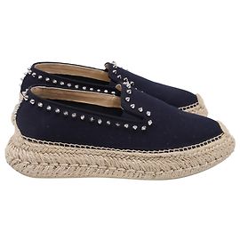 Scarpe Espadrilles Christian Louboutin Espaboat in tela blu navy