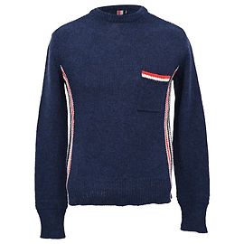 Thom Browne gestreifter Sweatshirt aus dunkelblauer Wolle