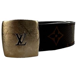 Cinturón Louis Vuitton Vintage Monogram con hebilla en lona revestida marrón
