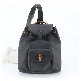 Zaino e Borsa a Tracolla Gucci Bamboo in Pelle Nera