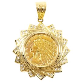 Autre Marque Pingente em ouro amarelo 18K com diamante