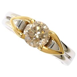 Autre Marque Bandring aus 18K Gelbgold und Platin mit braunem Diamanten