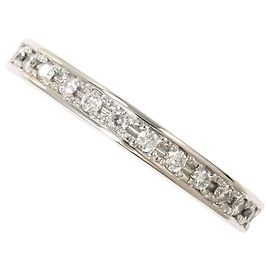 Autre Marque Anel aliança em ouro branco 18K com diamante e rubi