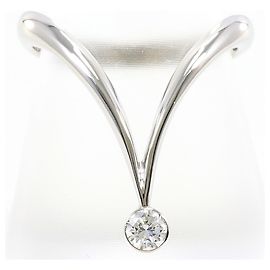 Autre Marque Platin-Bandring mit Diamant