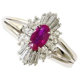 Autre Marque Platin-Bandring mit Rubin und Diamant