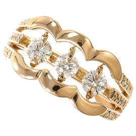 Autre Marque 18K Pink Gold Band Ring with Diamond