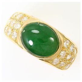 Autre Marque Ringband aus 18K Gelbgold mit Jade und Diamant