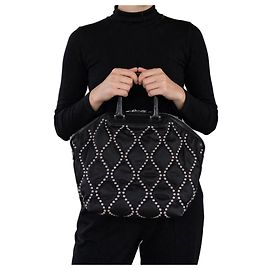 Alexander McQueen Borsa a mano in pelle trapuntata con borchie nera