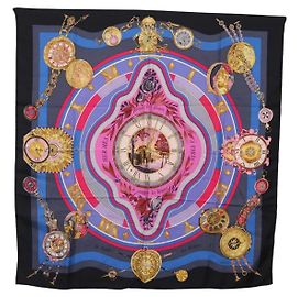 Hermès HERMES Carre 90 Seidentuch Blau Rosa Auth 198891