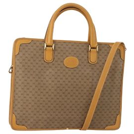 Borsa a mano GUCCI Micro GG PVC Pelle 2way Beige Tono Oro 015 1080025 Auth 196435