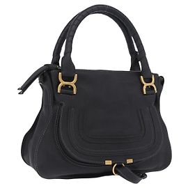 Chloé Chloe Mercy Handtasche aus Leder Schwarz Gold Auth 201985V