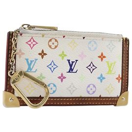 LOUIS VUITTON Multicolor Pochette Cles Coin Purse White M92655 LV Auth hk4078