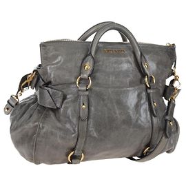 Borsa a mano Miu Miu in pelle 2way Grigio Gold Auth ki6785M