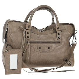 BALENCIAGA Sac à main The City en cuir Beige 115748 Auth yk20774M