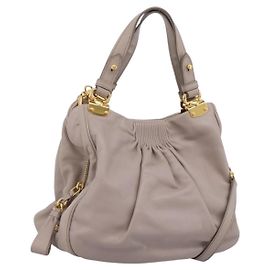 Borsa a mano Miu Miu in pelle 2way Grigio Tono Oro Auth 167574V