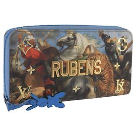 LOUIS VUITTON Rubens Tiger Hunting Zippy Wallet Light Blue M64603 Auth 200400M