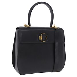 Borsa Salvatore Ferragamo Gancini in pelle 2way Nero Oro Auth 200051A