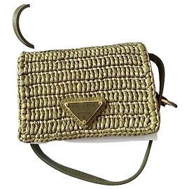 Prada Mini Borsa Crochet Triangolo Kaki