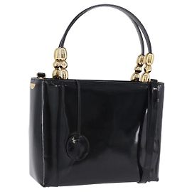 Borsa Christian Dior Maris Pearl Patent 2way Black Gold Tone Auth ep15753A