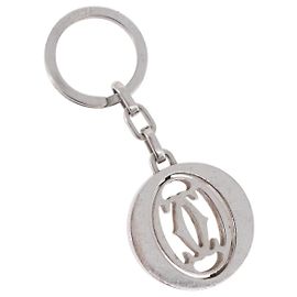 Llavero CARTIER Must Line Double C Decor Plata Auth BA15473A