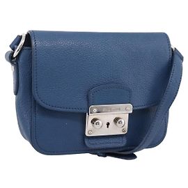 Miu Miu Schultertasche aus Leder Blau Silber Auth 201970A