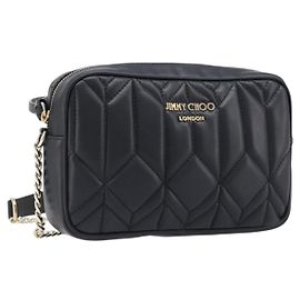 Borsa a tracolla con catena Jimmy Choo in pelle nera e oro Auth 200006A