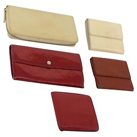 LOUIS VUITTON Monogram Vernis Epi Wallet 5 Set Red Beige Brown LV Auth BA13875