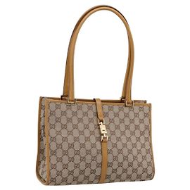 GUCCI GG Canvas Jackie Tote Bag Brown Gold 002 1073 Auth mr2908A