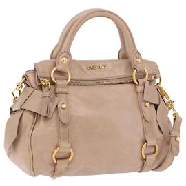 Bolsa Miu Miu em couro 2way Rosa Tom Dourado Auth 167577V
