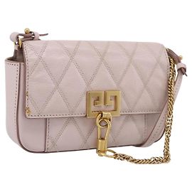 Bolso de hombro GIVENCHY de cuero rosa tono dorado Auth 202242A