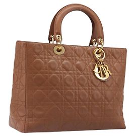 Borsa Christian Dior Canage in pelle marrone e oro autentica bs36947