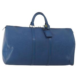 LOUIS VUITTON Epi Keepall 55 Boston Bag Toledo Blue M42955 LV Auth BA13684A
